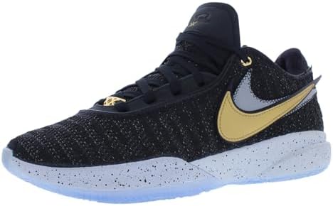 Nike Tênis masculino Lebron 20, Preto, metálico, dourado, branco